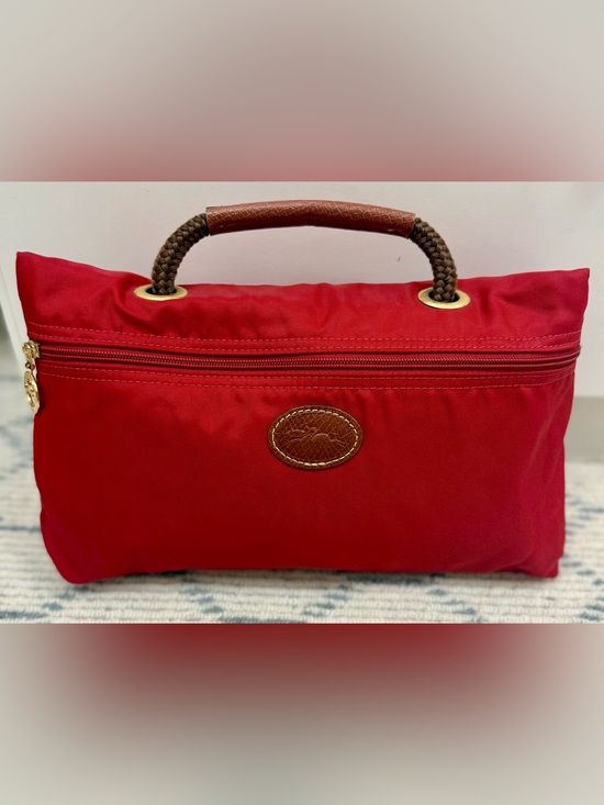 Longchamp Handbags - LONGCHAMP Vintage Y2K Collectors Made N France Le Pliage Nylon Red & Leather Bag